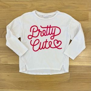Zara girls “Pretty Cute” longsleeve top